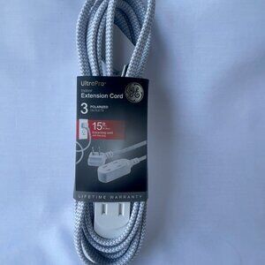 Ultra Pro 15ft Indoor Extension Cord Gray 3 Outlet Polarized Power Extension